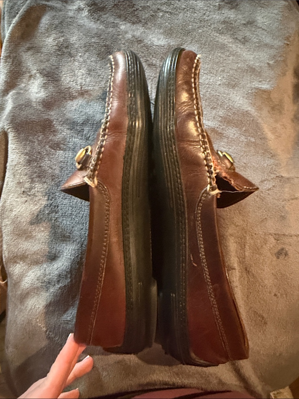 Gucci Brown Leather Horsebit Slip-On Loafers - Picture 2 of 6